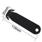 Black double-edged unboxing film cutting knife with 35mm jaw width, 118mm length