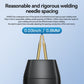 Diagram highlighting welding needle spacing and two brass electrodes