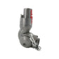 Vacuum direct drive head elbow connector with wheels, gray housing and red indicator