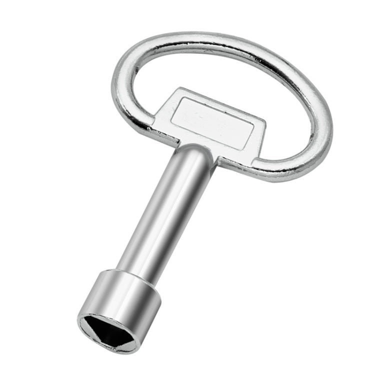 Large triangular key wrench with chrome finish and loop handle socket end