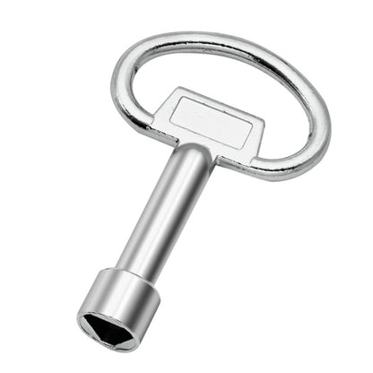 Large triangular key wrench with chrome finish and loop handle socket end