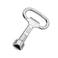 Small triangular key wrench with chrome finish and loop handle socket end