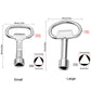 Triangular key wrenches shown with size comparison for small and large