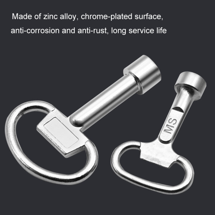 Triangular key wrenches with chrome-plated loop handles and cylindrical socket ends