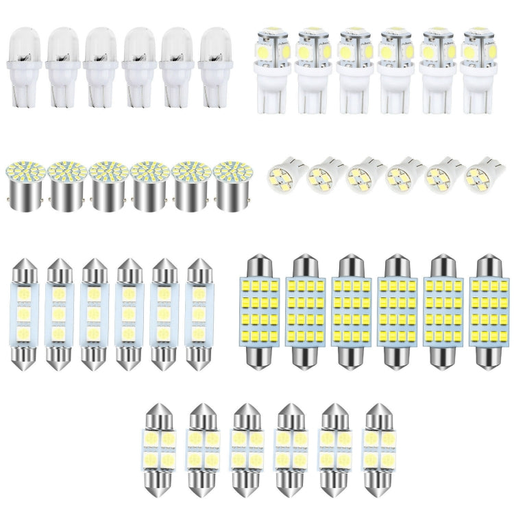 Car interior LED light bulb set with multiple small dome and panel-style bulbs