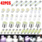 42-piece car interior LED light bulbs set with multiple dome and festoon-style bulbs