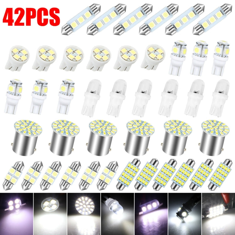 42-piece car interior LED light bulbs set with multiple dome and festoon-style bulbs
