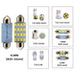 Assorted car LED bulb types with labeled sizes and pin lengths