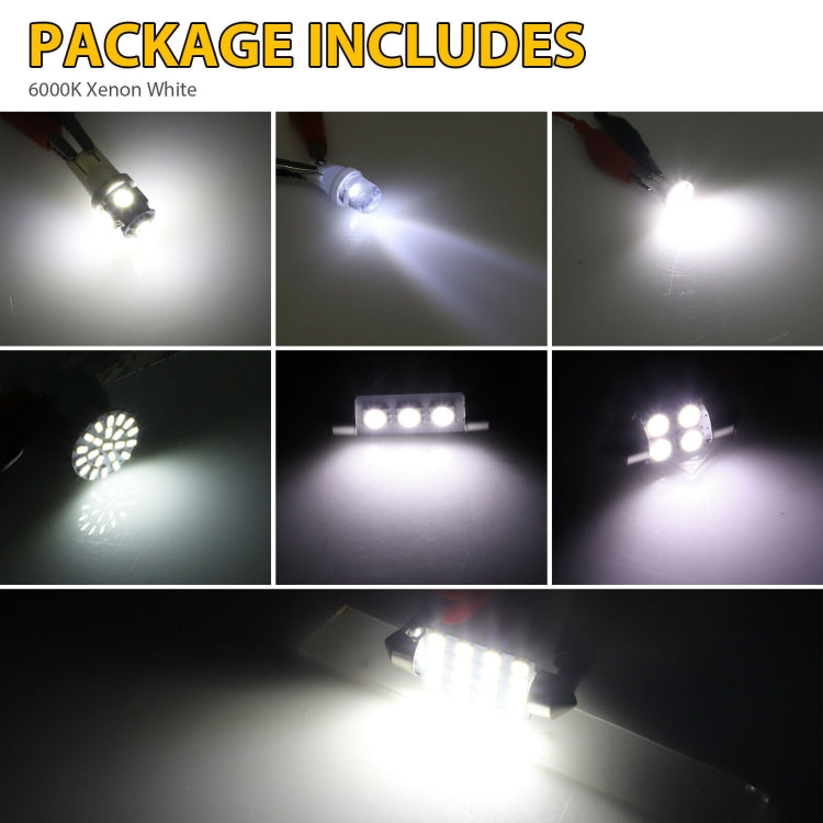 Car interior LED light bulbs showing bright illuminated output for included types