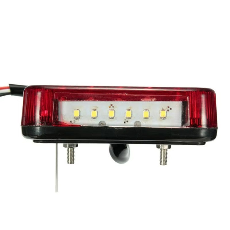 Rectangular LED brake light bar with red lens and white LED strip, mounting studs
