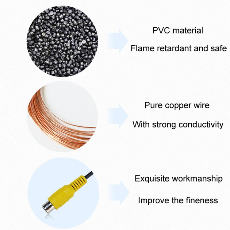 AV audio cable construction with yellow RCA plug, PVC jacket, and copper wire