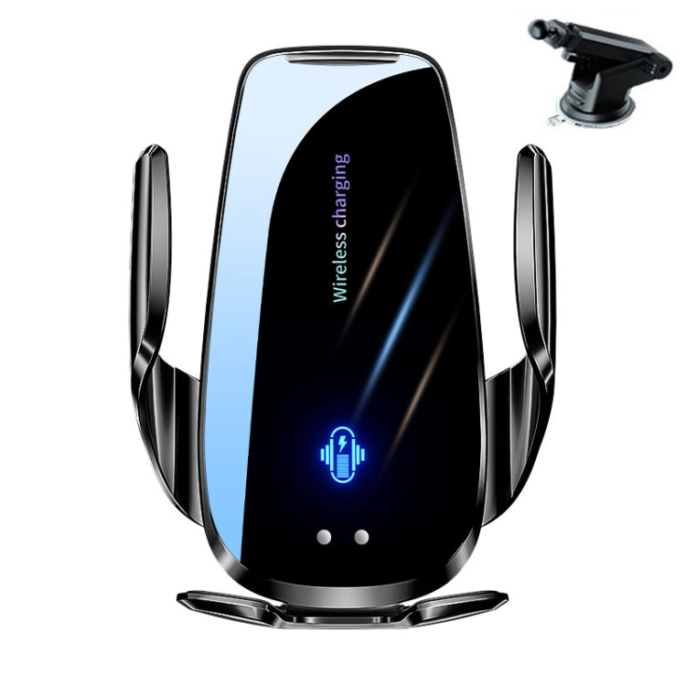Car wireless charging phone mount with suction cup base and adjustable cradle