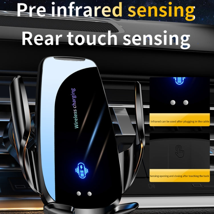 Car wireless charging mount with rear sensor indicator and adjustable side arms
