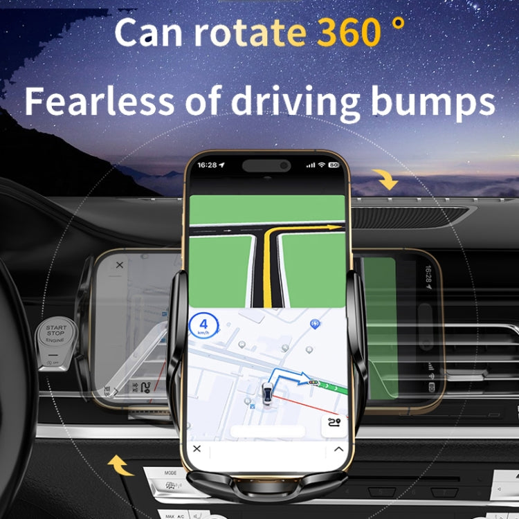 360-degree rotating car wireless charging phone mount with dashboard grip arms