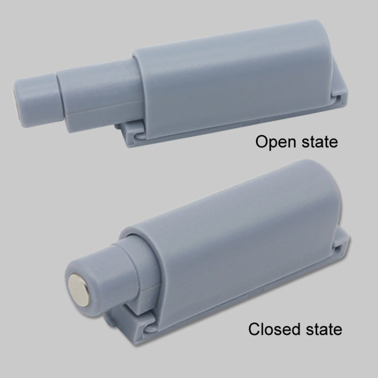 Magnetic cabinet door bouncer showing open and closed bumper positions