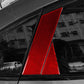 B-pillar decorative sticker installed, red carbon-fiber textured strip on car pillar