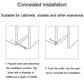 Cabinet door dampers shown for concealed installation under cabinet frame