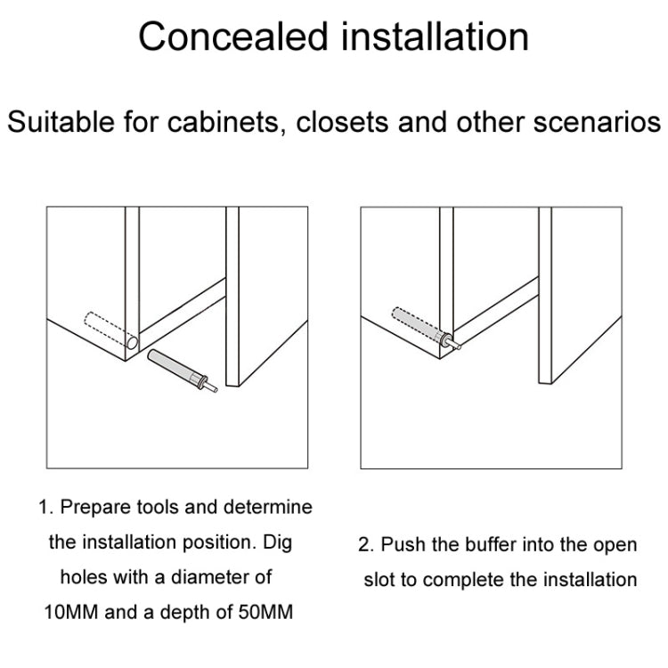 Cabinet door dampers shown for concealed installation under cabinet frame