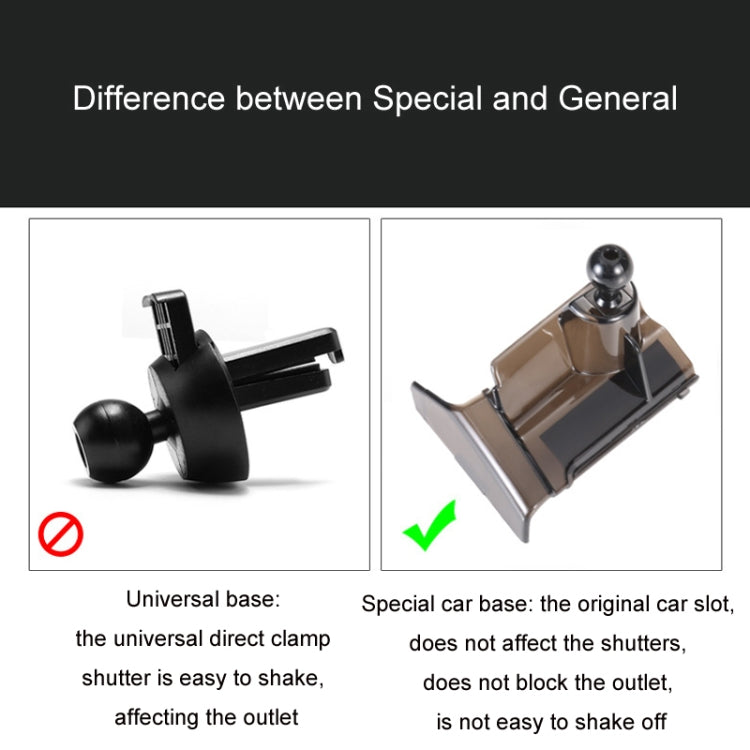 Black air outlet clip phone holder base with direct clamp adapter