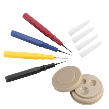 Watch oiler pen set with colored oilers, plus beige oil dish for watch repair