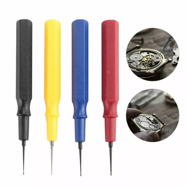 Watch oiler pens in black, yellow, blue, and red with needle tips