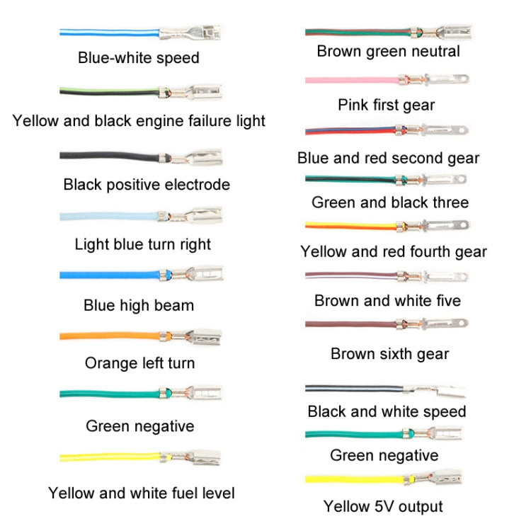 Motorcycle instrument wiring harness with multiple color-coded connectors