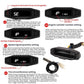 Motorcycle LCD instrument cluster settings display with instruction overlays and control button