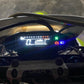 Motorcycle LCD instrument cluster installed on bike, showing neutral and digital readouts