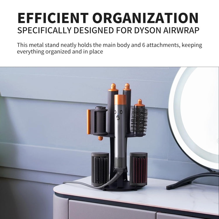 Dyson Airwrap attachment storage stand with circular slots on a round base