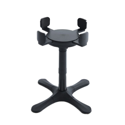 Adjustable pet food bowl height stand, black base with four bowl holders