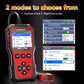 KONNWEI KW340 OBDII+OBD code reader tool with settings screen and red OBD cable plug