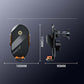 Black wireless car phone holder mount with orange trim, front and side views