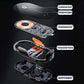 Disassembled wireless car phone holder showing internal coils and tempered glass panel