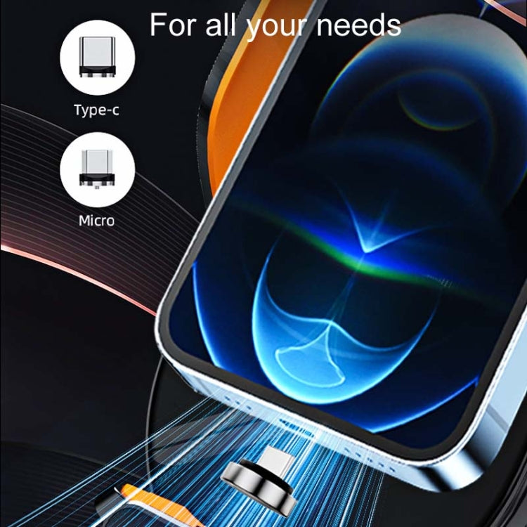 Wireless charging phone holder with Type-C and micro icons and blue charge display