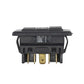 Black window lift switch with metal electrical pins on connector base