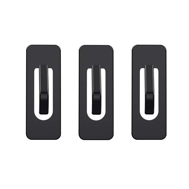 Set of 3 black cup holder limiter inserts with open slot, rectangular base