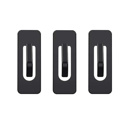Set of 3 black cup holder limiter inserts with open slot, rectangular base