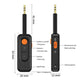 Black Bluetooth adapter with orange buttons, RX/TX switch, and 3.5mm audio plug