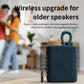 Black Bluetooth receiver/transmitter with 3.5mm audio plug and orange power control