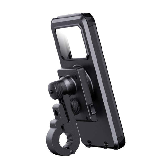 Bicycle phone holder bracket with adjustable clamp and dark waterproof frame