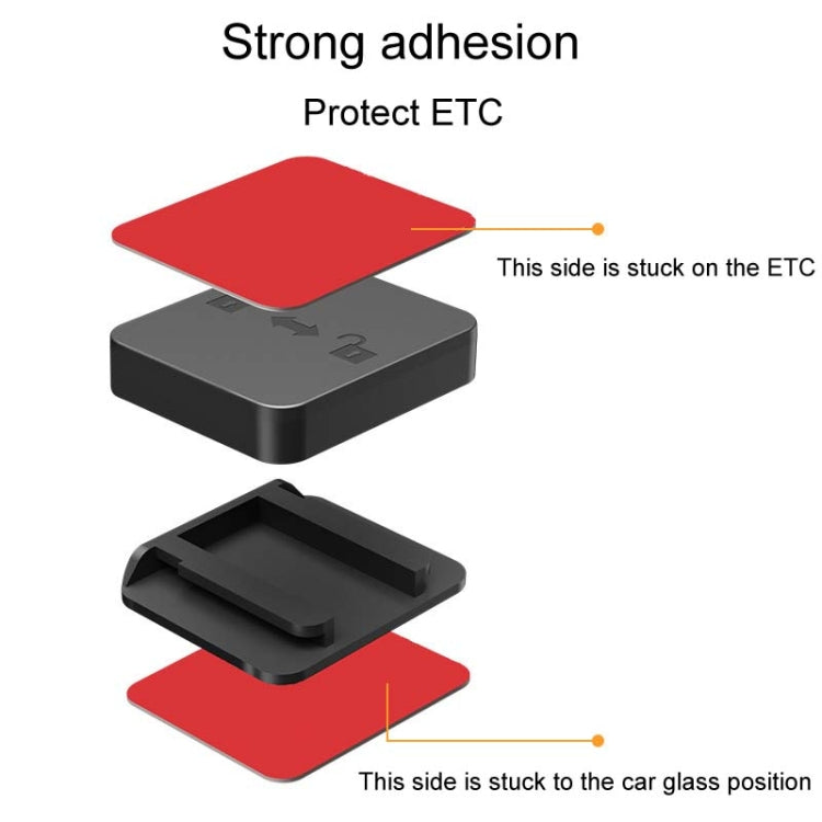 Adhesive ETC slide bracket with protective cover and double-sided mounting side
