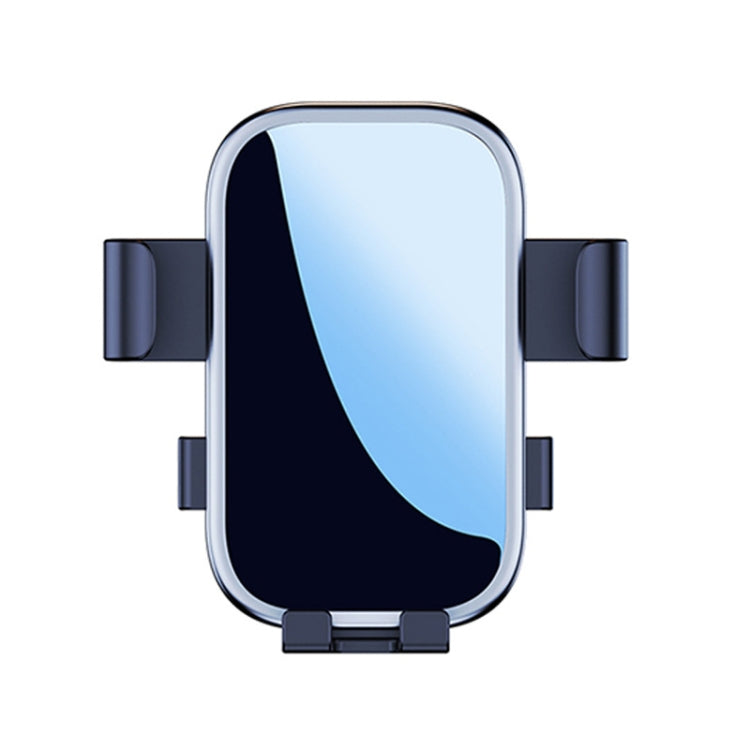 Car phone holder with electroplated silver frame and side vent clamps, front view