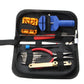 Watch repair tool kit in black zip pouch with orange parts and red-handled tools