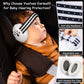 Baby earmuff headband with white ear cups and black striped padded band