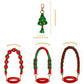 Christmas rope-knit strap with tree charm and gold clasp; red cup holder ring