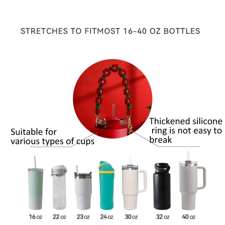Christmas rope-knit hand strap with thick red silicone ring for cup stability
