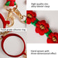 Christmas rope-knit strap with gold lobster clasp and red silicone ring, with tree charm