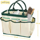 Green-and-cream organizer tote bag with tool storage pockets and carrying handles