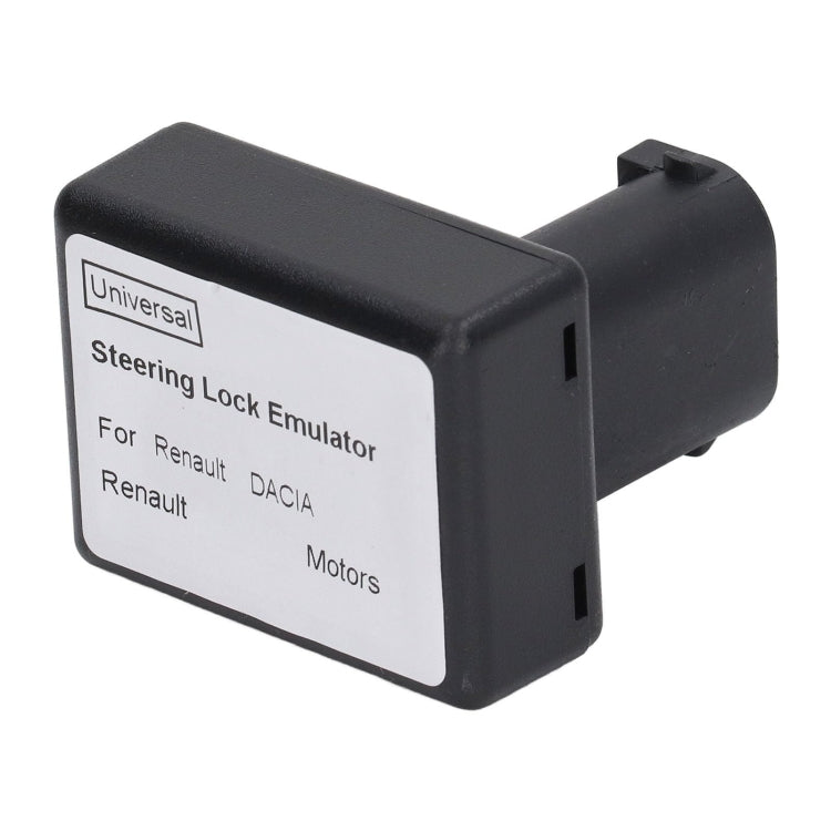 Black steering lock emulator with universal label and side connector