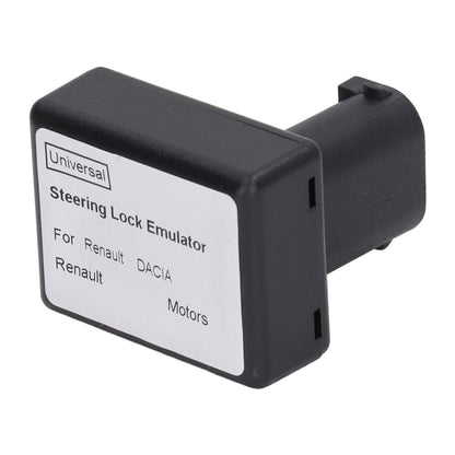 Black steering lock emulator with universal label and side connector